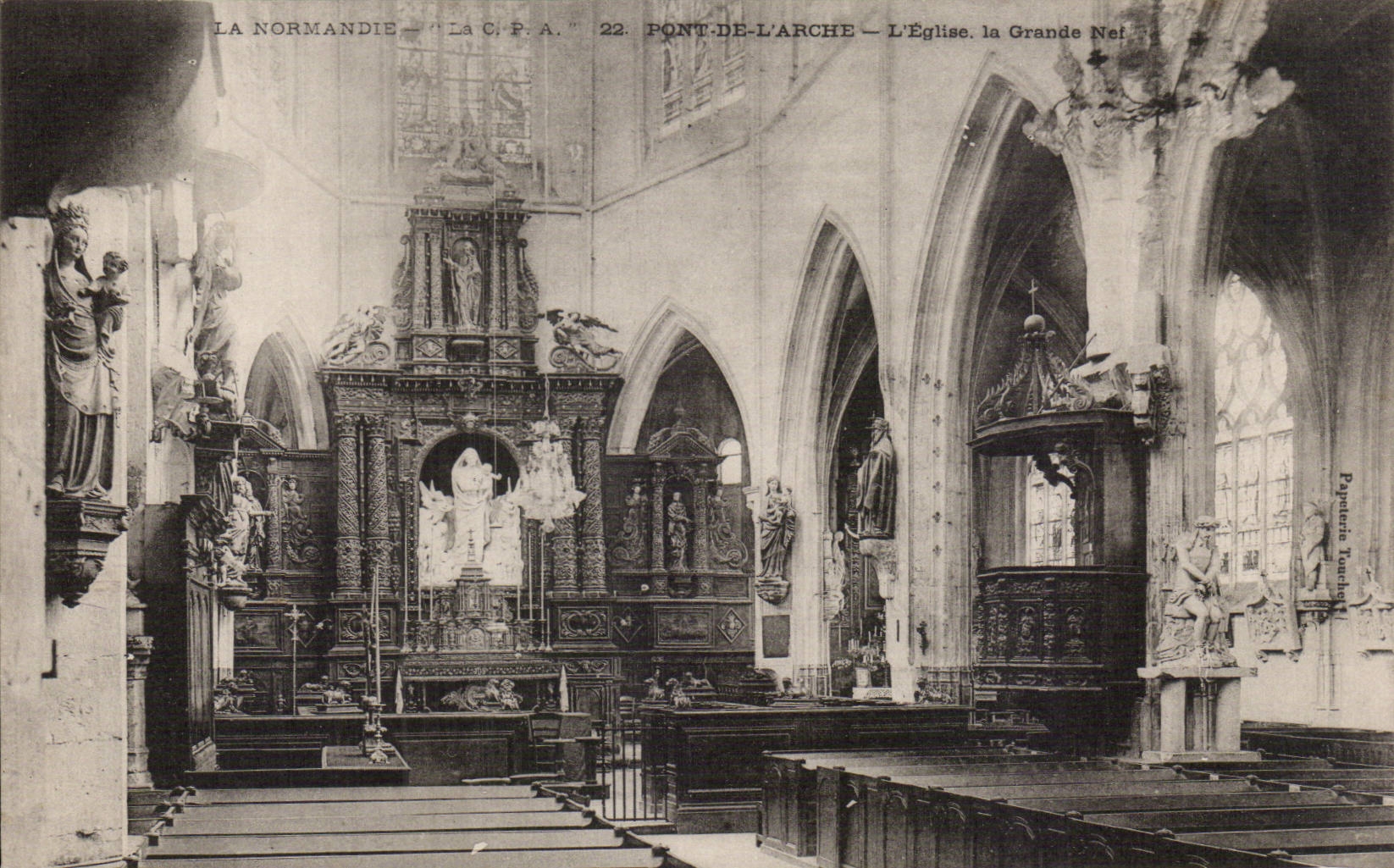 Pont de l'Arche - the Church it Great Nave - CPA