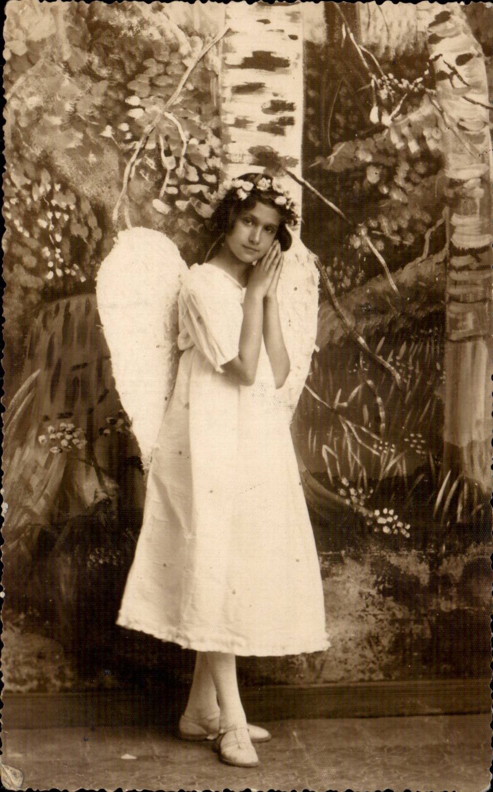 Fantasia - ninos - muchacha - angel del as de la muchacha - CPA