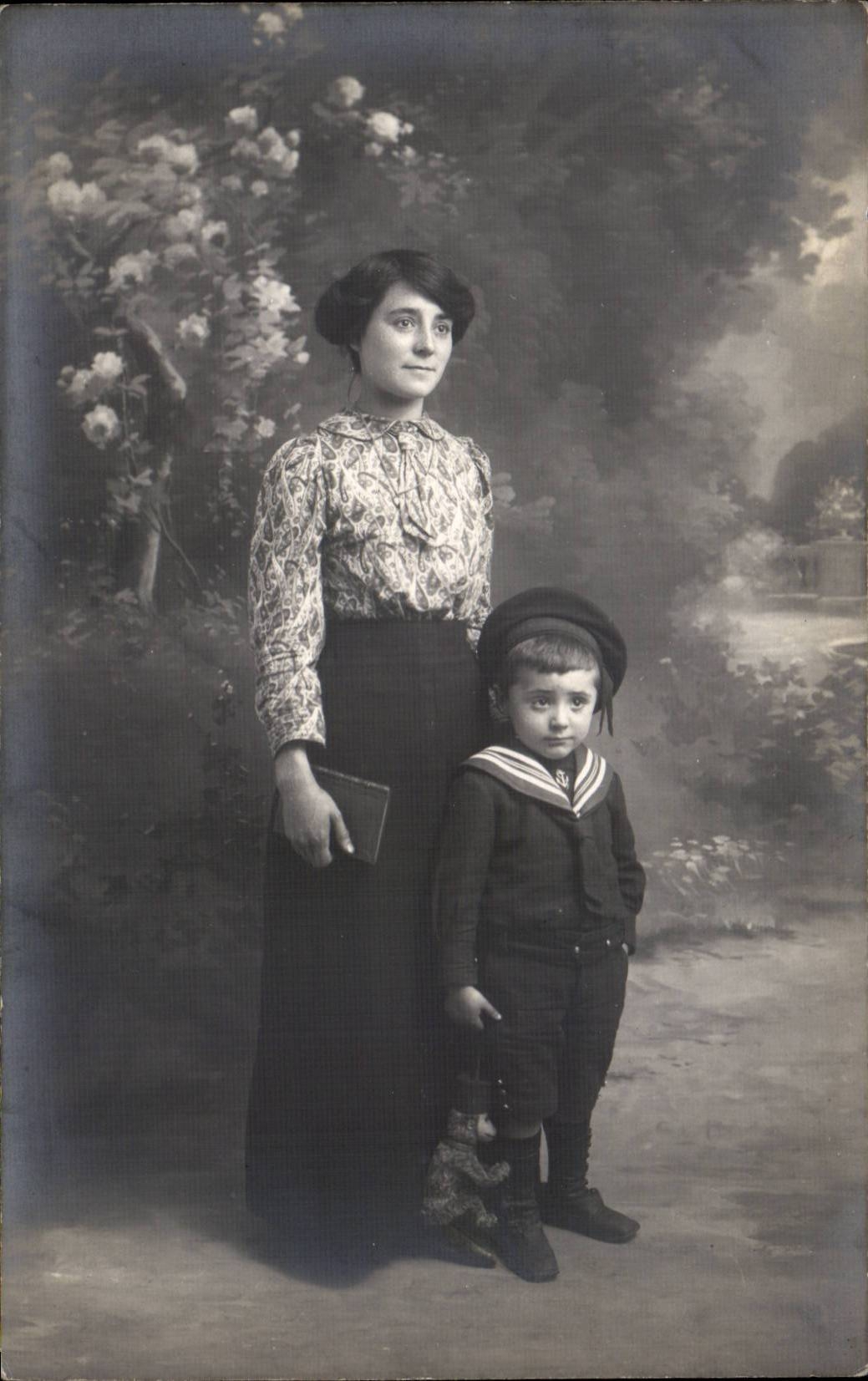 Fantasia verdadera de la foto - ninos - muchacho - madre y su - CPA