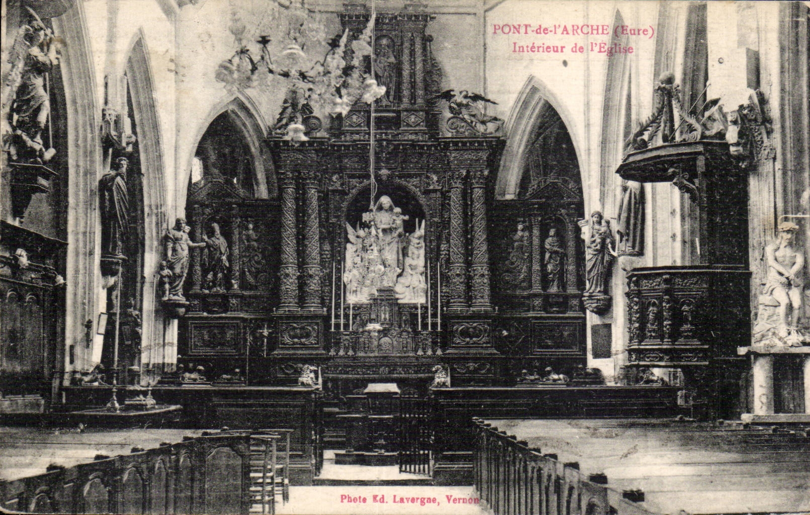 Pont de l'Arche - Interior of the Church - CPA