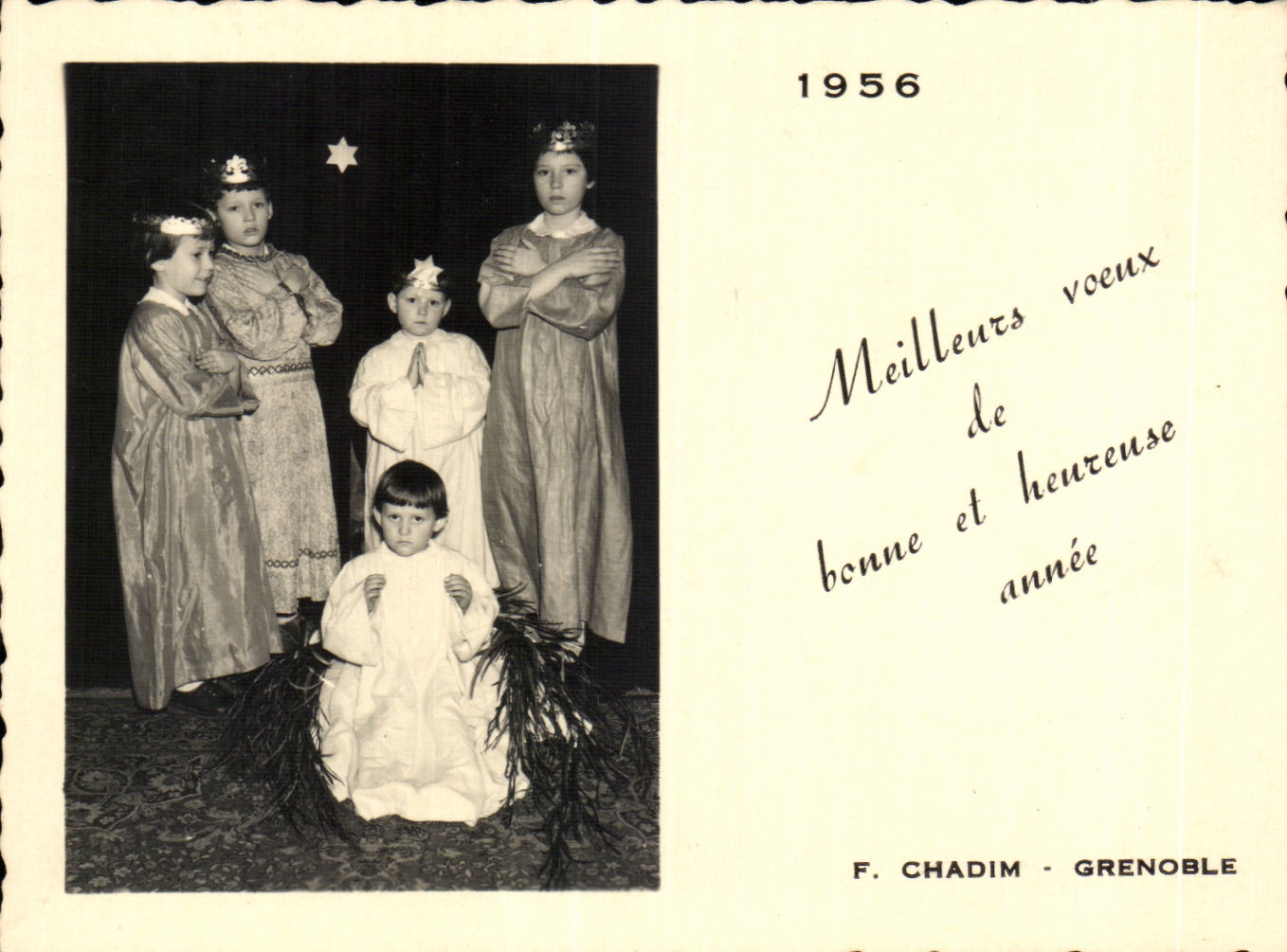 Fantasia verdadera de Grenoble de la foto - ninos - ninos - Feliz Navidad - la Navidad 1956 - chadim - Grenoble - CPA