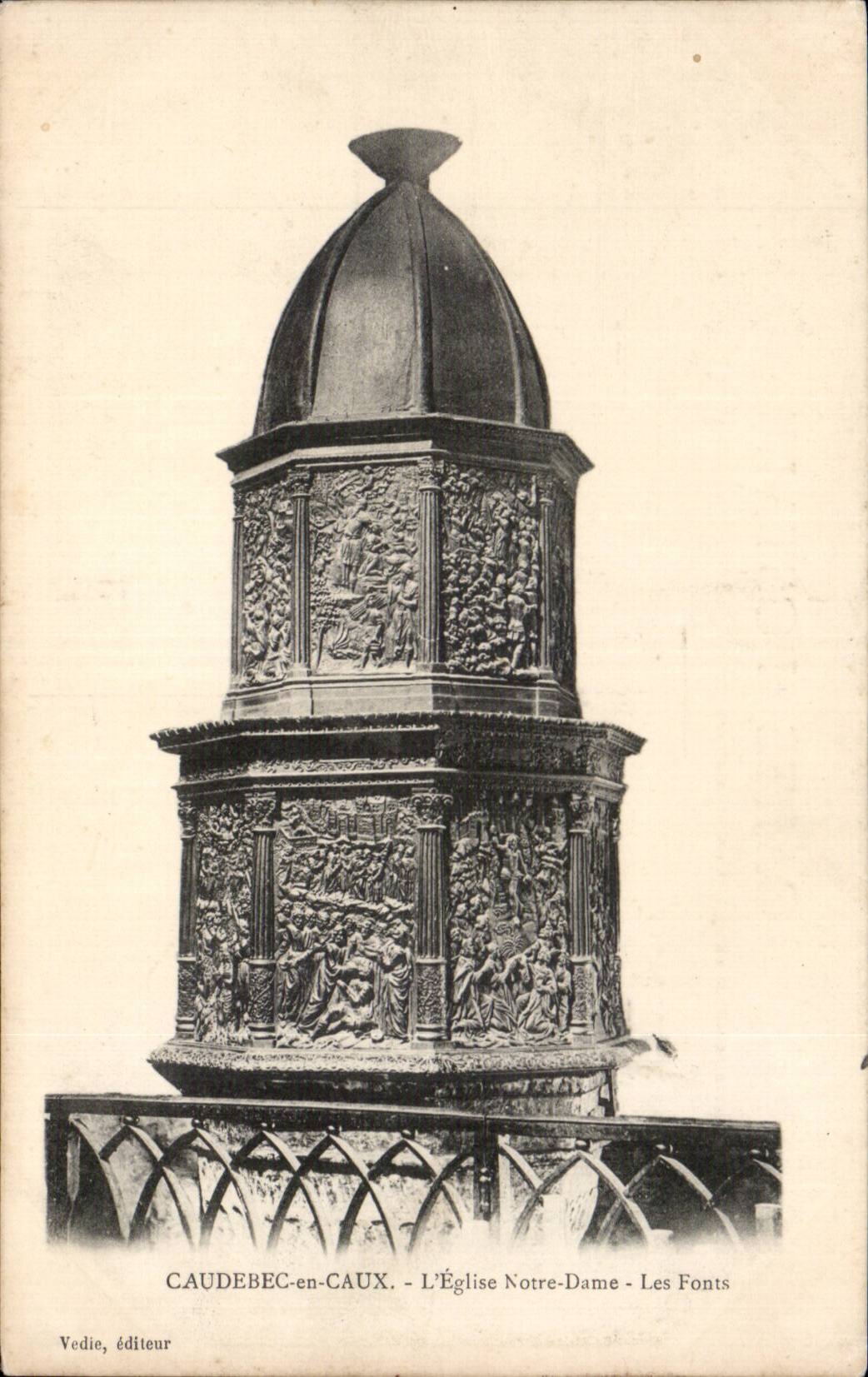 Caudebec in Caux - the Notre Dame Church the font - CPA