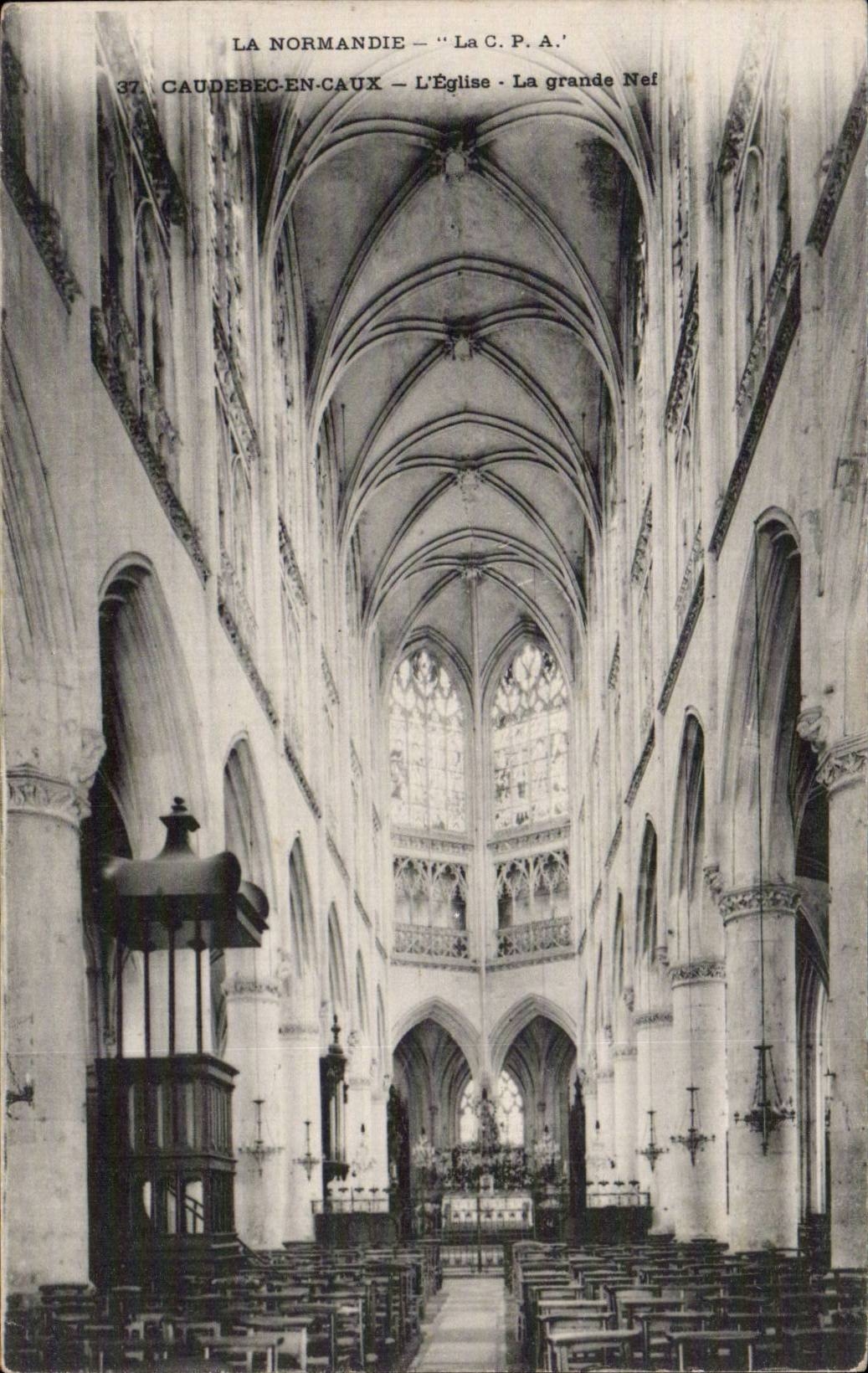 Caudebec in Caux - the Church the great nave - CPA