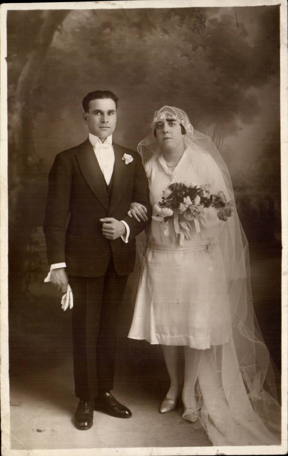 CARTE PHOTO Fantaisie - Couple - marriage - CPA 
