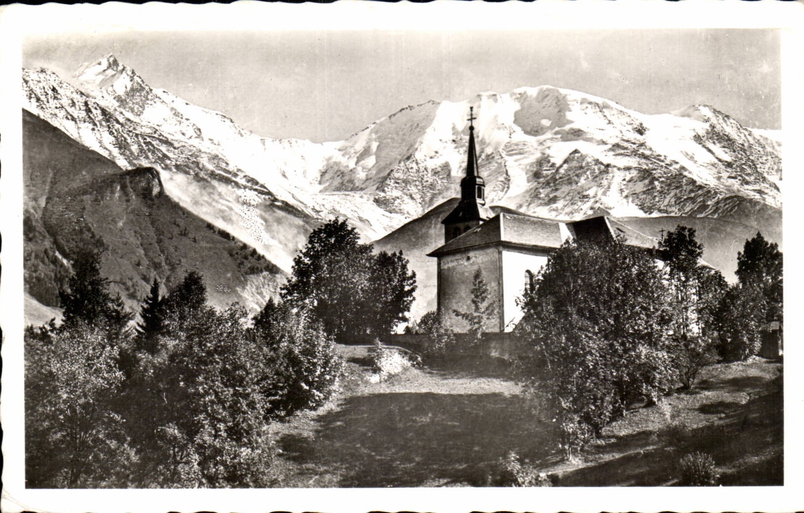 CPSM Saint Nicolas of Veroce the church the dome of Miage the needle of Bionnassay