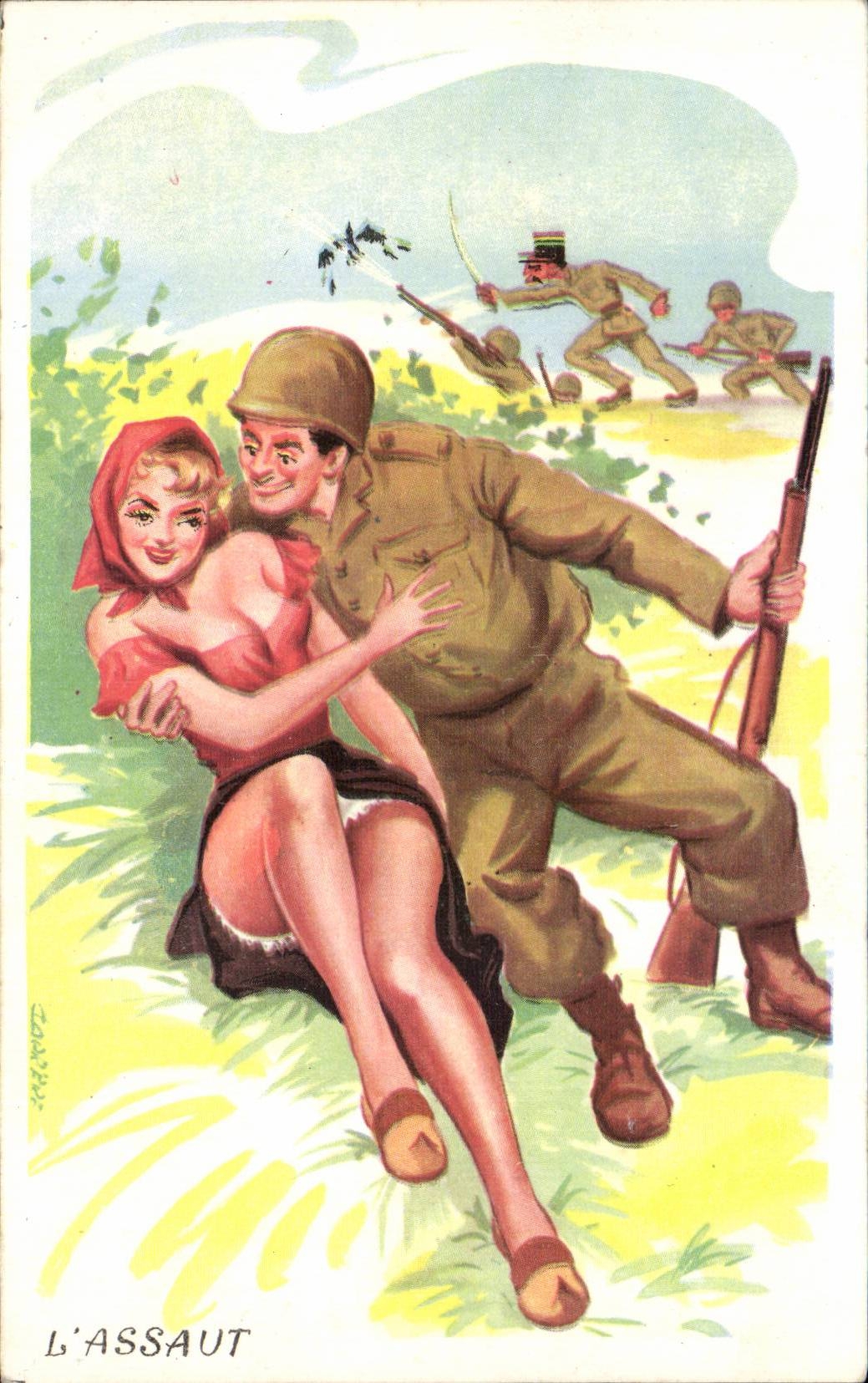 CPA Militaria Illustrator the attack