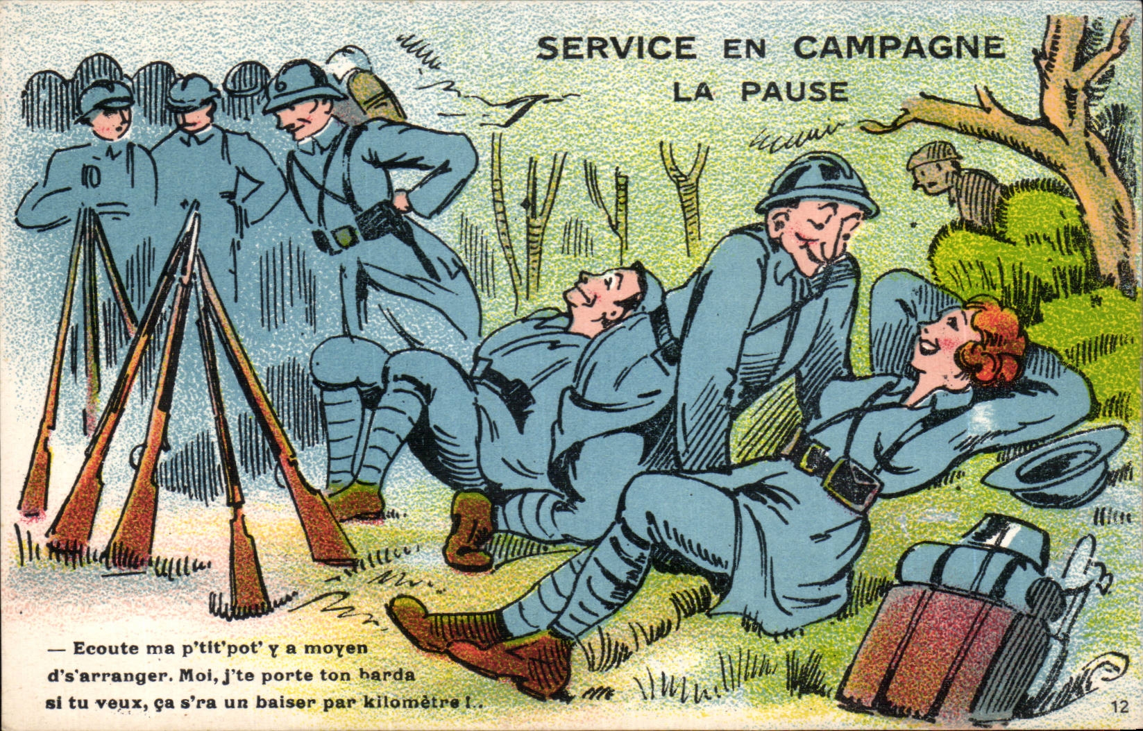 CPA Illustrator Militaria Humor Service in shift the pause