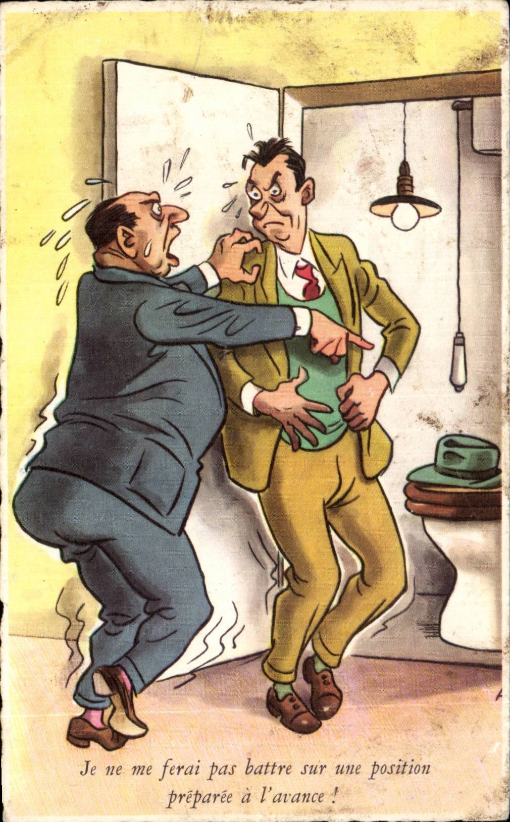 CPA Illustrateur Humour Je ne me ferai pas battre sur une position preparee a l'avance !
