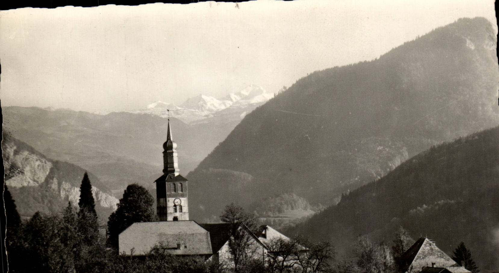 CPSM Mieussy Le bell-tower and Mont Blanc