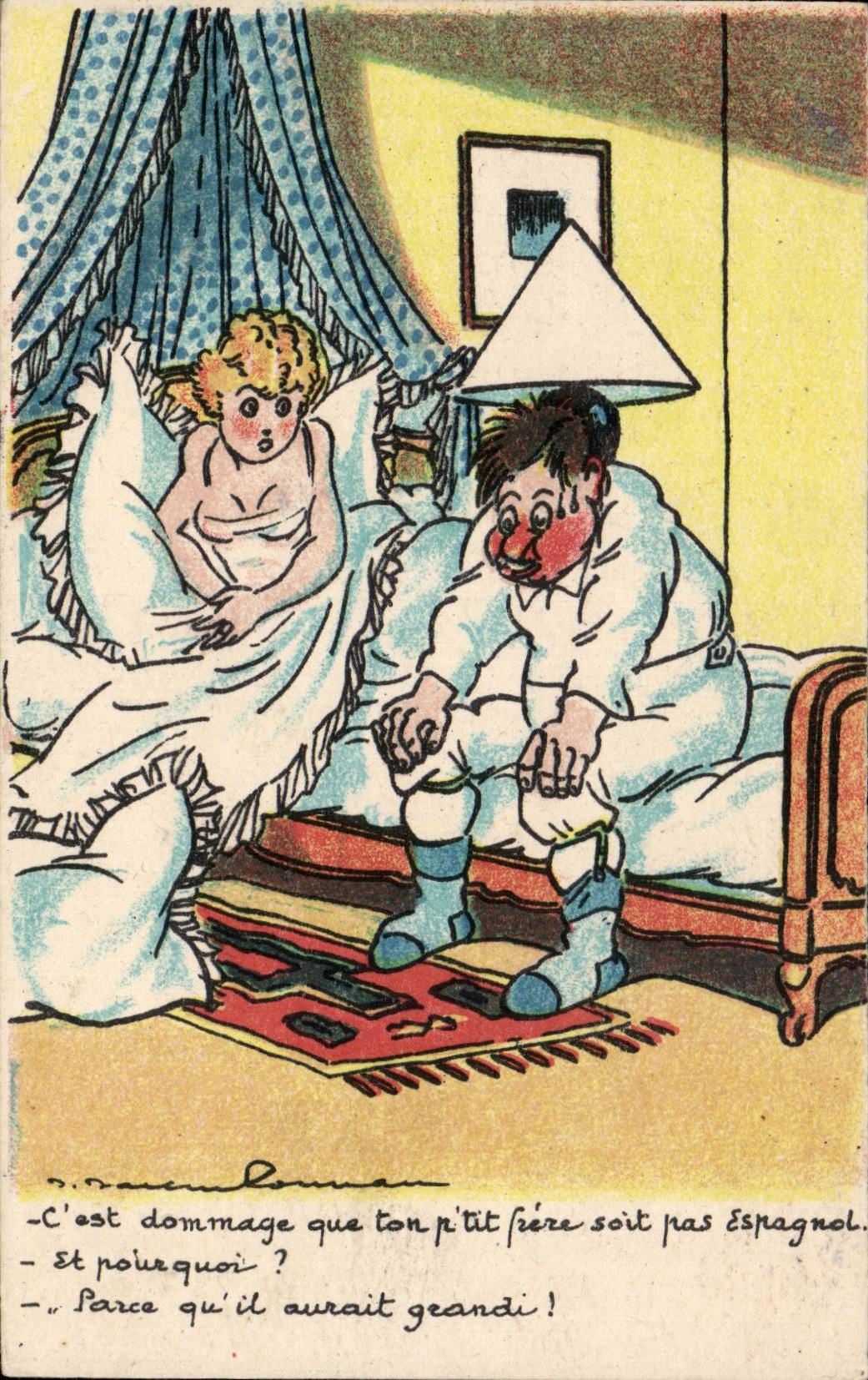 CPA Fantaisie Humour C'est dommage que ton petit frere soit pas espagnol 
