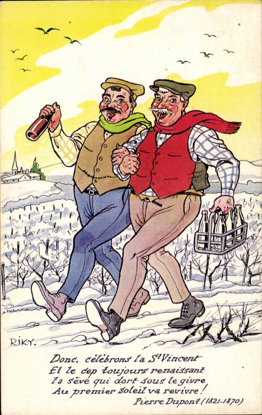 CPSM Fantaisie Humour Riky Donc celebrons la St Vincent 