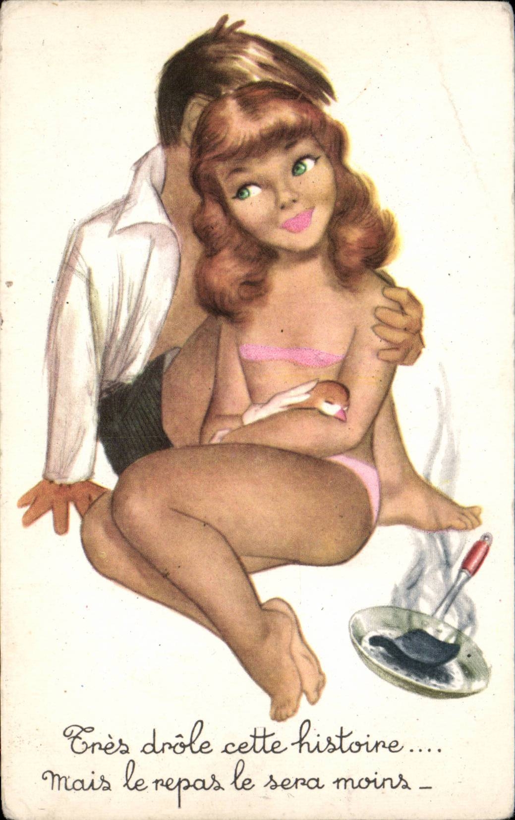 CPSM Fantaisie Humour Tres drole cette histoire Mais le repas le sera moins