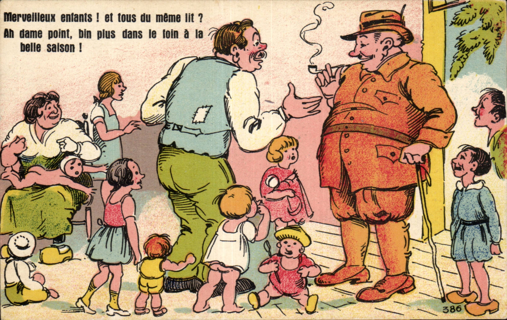 CPA Fantaisie Merveilleux enfants ! et tous du meme lit ?