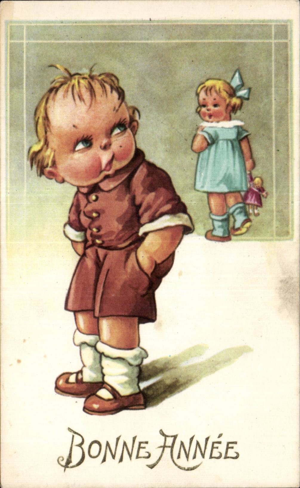 Feliz Ano Nuevo del nino de la fantasia de CPA