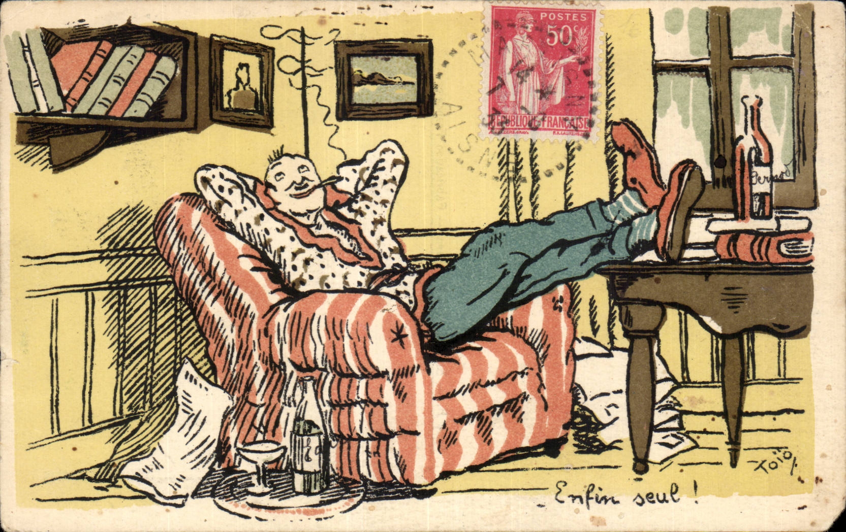 CPA Fantaisie Humour Enfin seul !