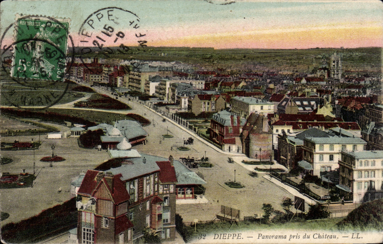 CPA Dieppe Panorama taken of the castle