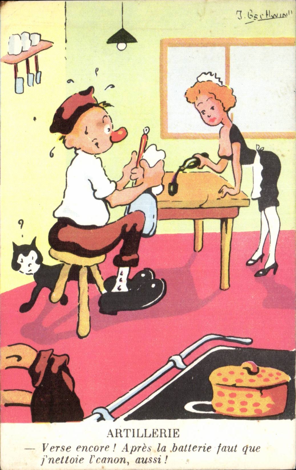 CPA Fantaisie Illustrateur Humour Artillerie 