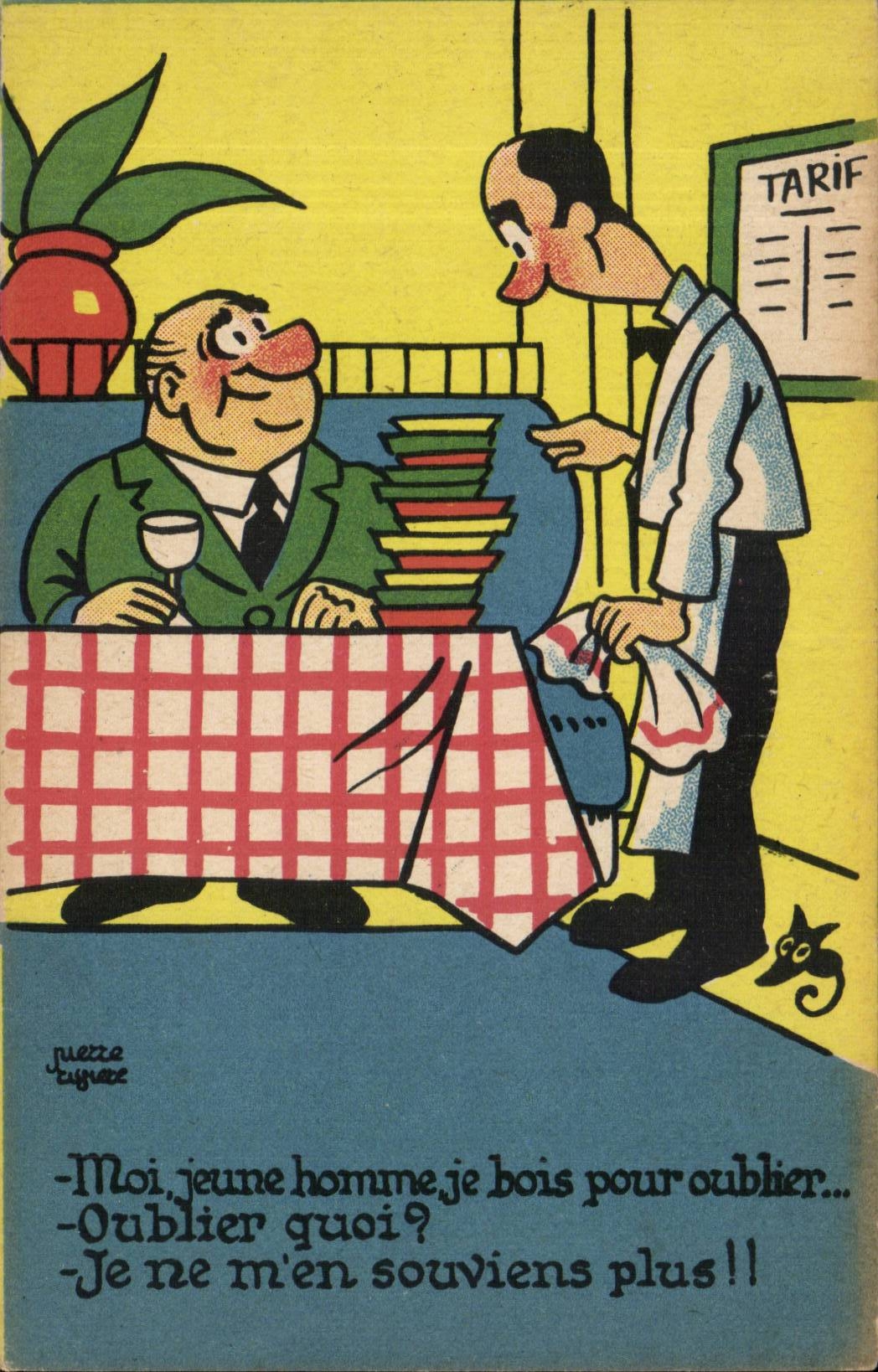 CPA Fantaisie Humour Illustrateur Restaurant