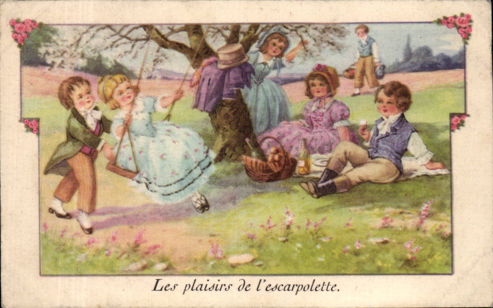 Los placeres de los ninos del humor de la fantasia de CPA del escarlopette hacen pivotar