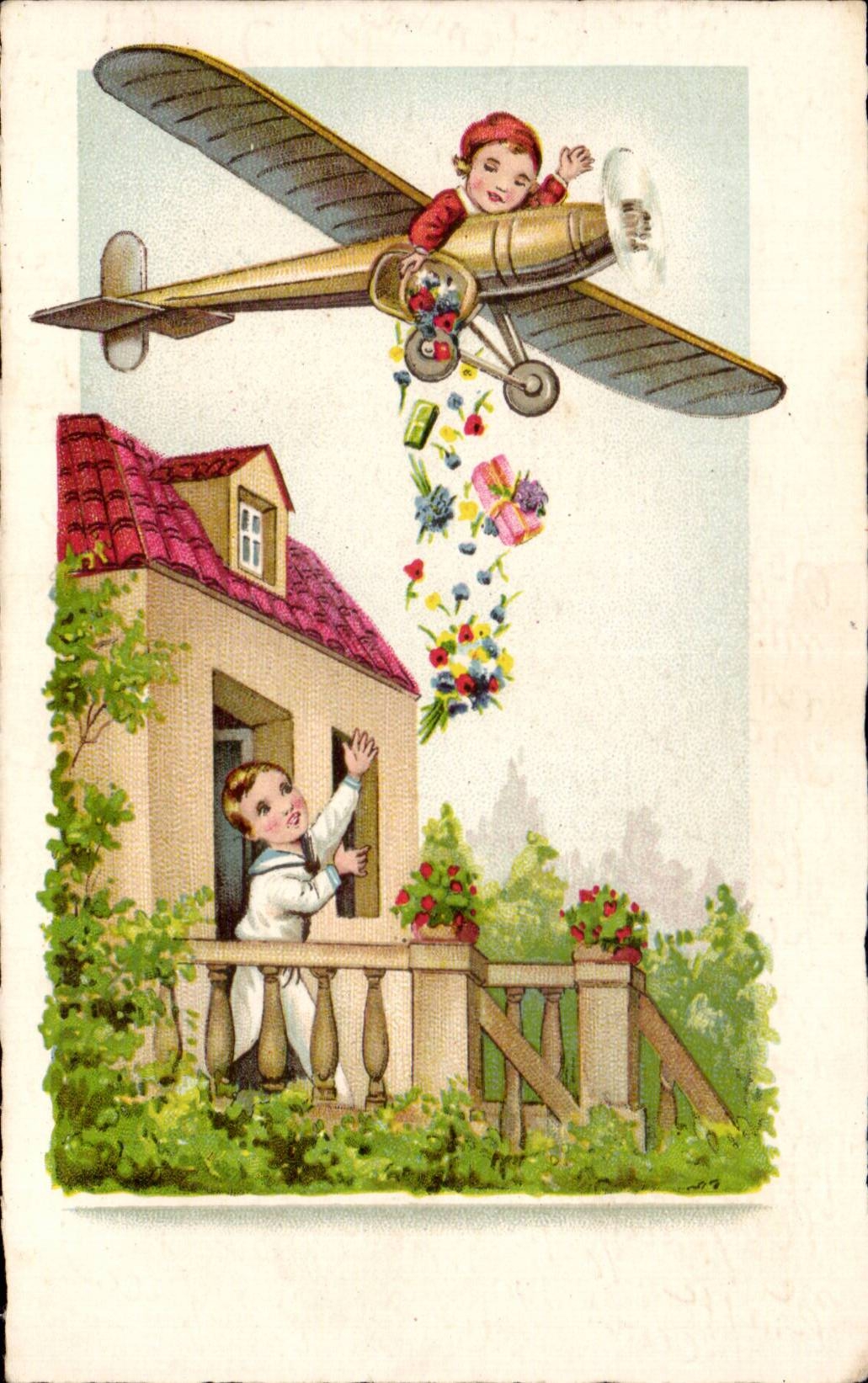 Aeroplano plano de los ninos de la fantasia de CPA