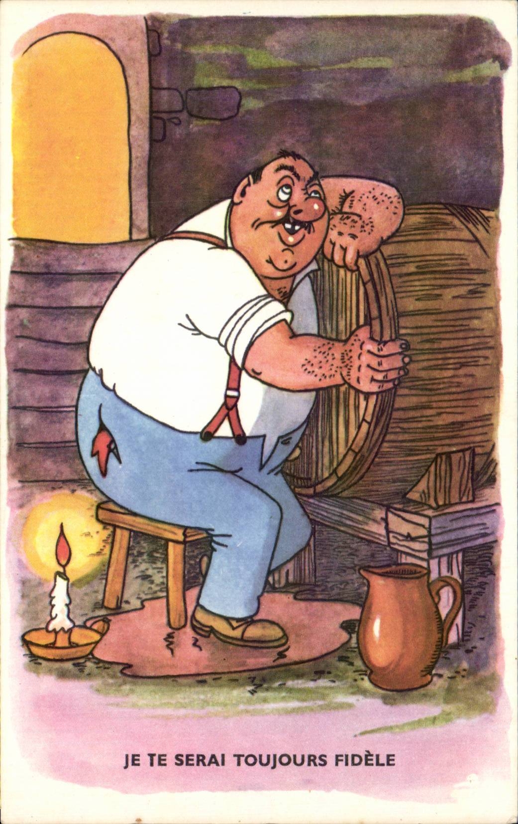 CPA Fantaisie Humour Je te serai toujours fidele Ivrogne Alcool Vin 