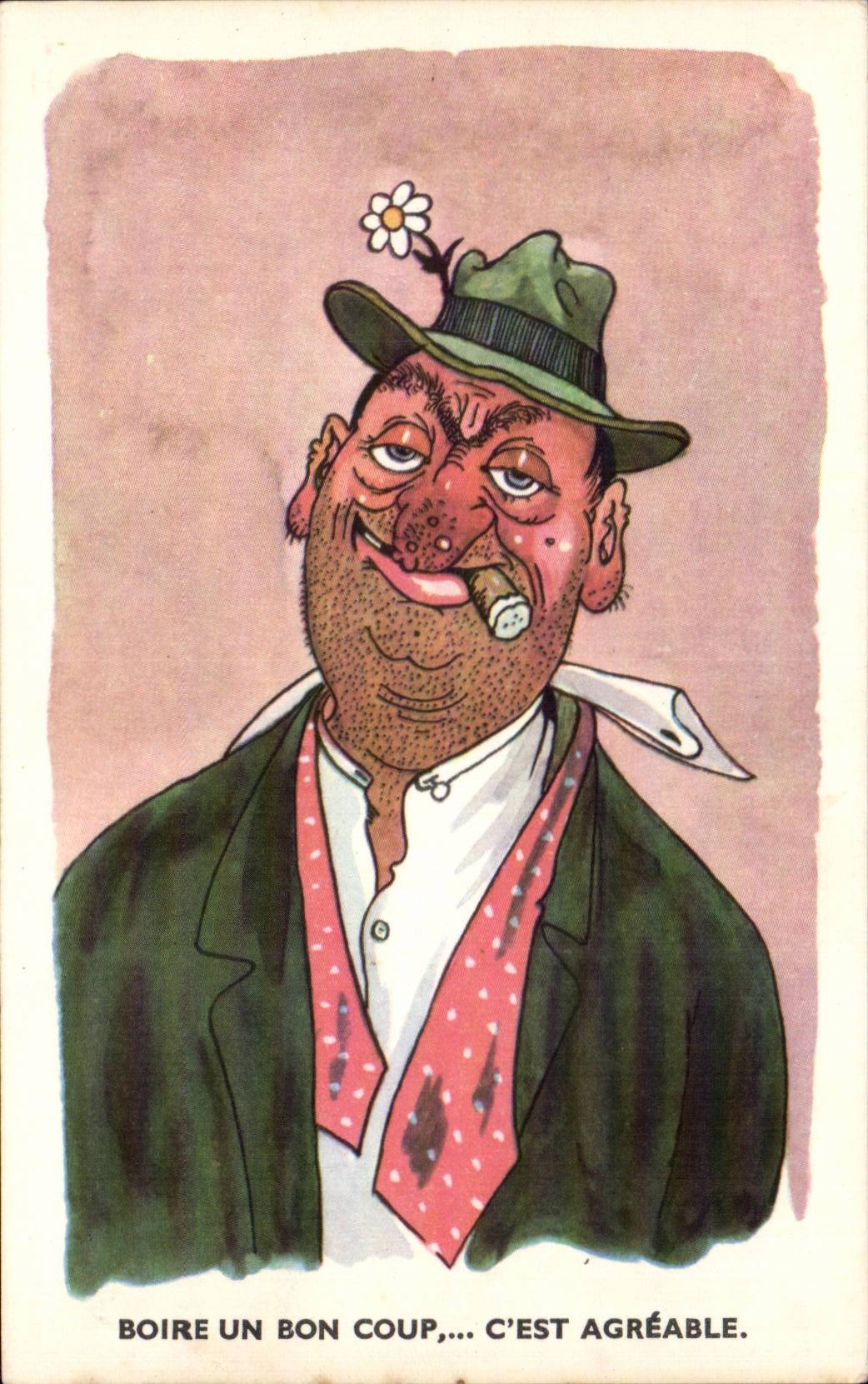 CPA Fantaisie Humour Boire un bon coup c'est agreable Ivrogne Alcool Vin 