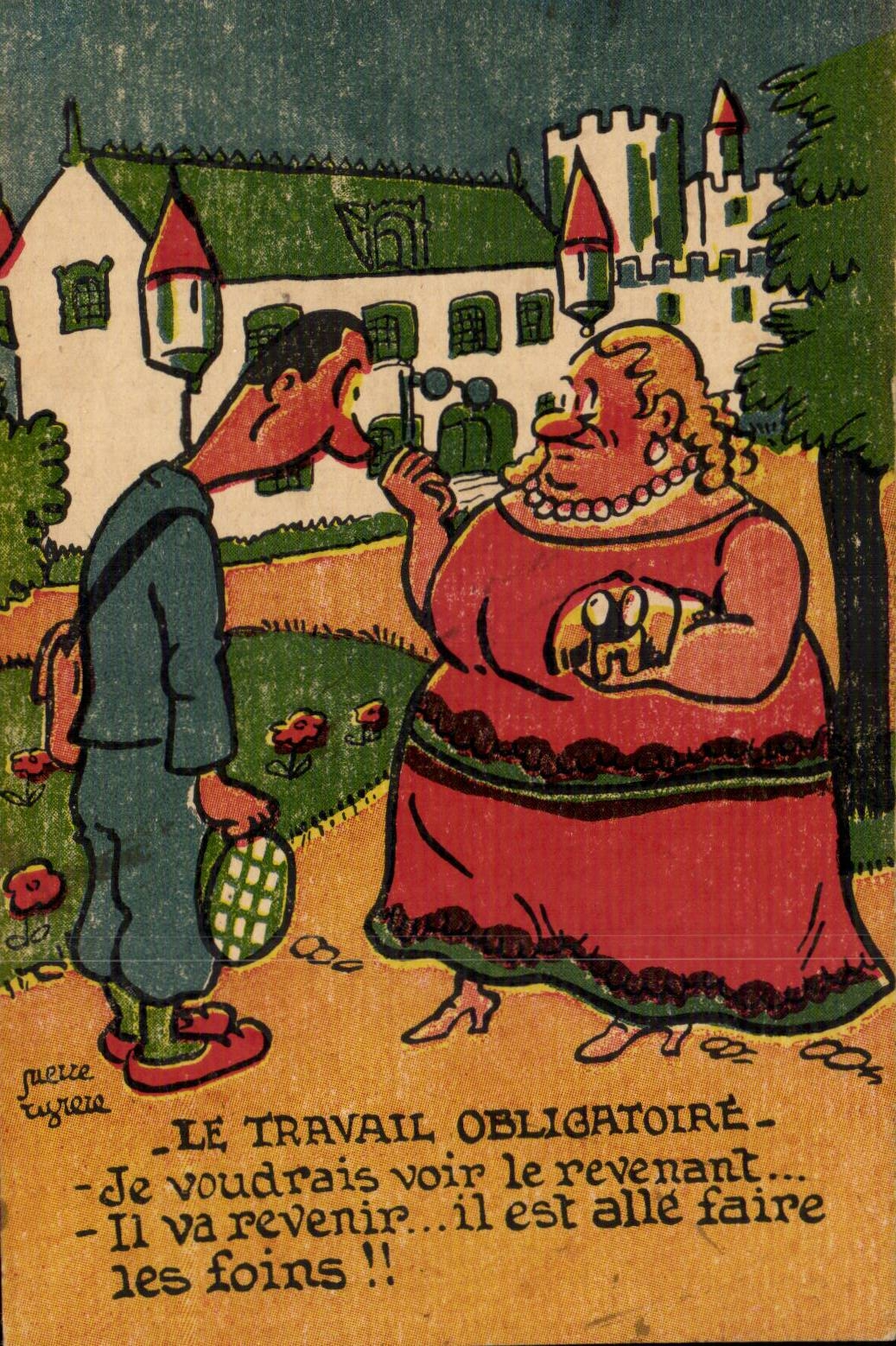 CPA Fantaisie Illustrateur Humour Le travail obligatoire