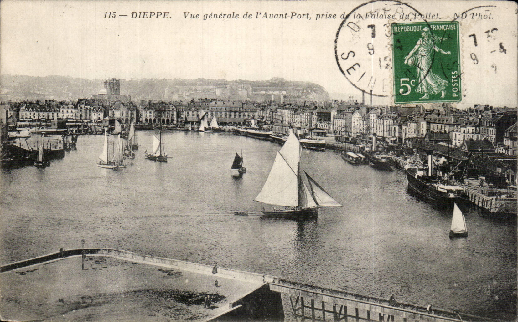 CPA Dieppe View of before port taken of cliff of Pollet