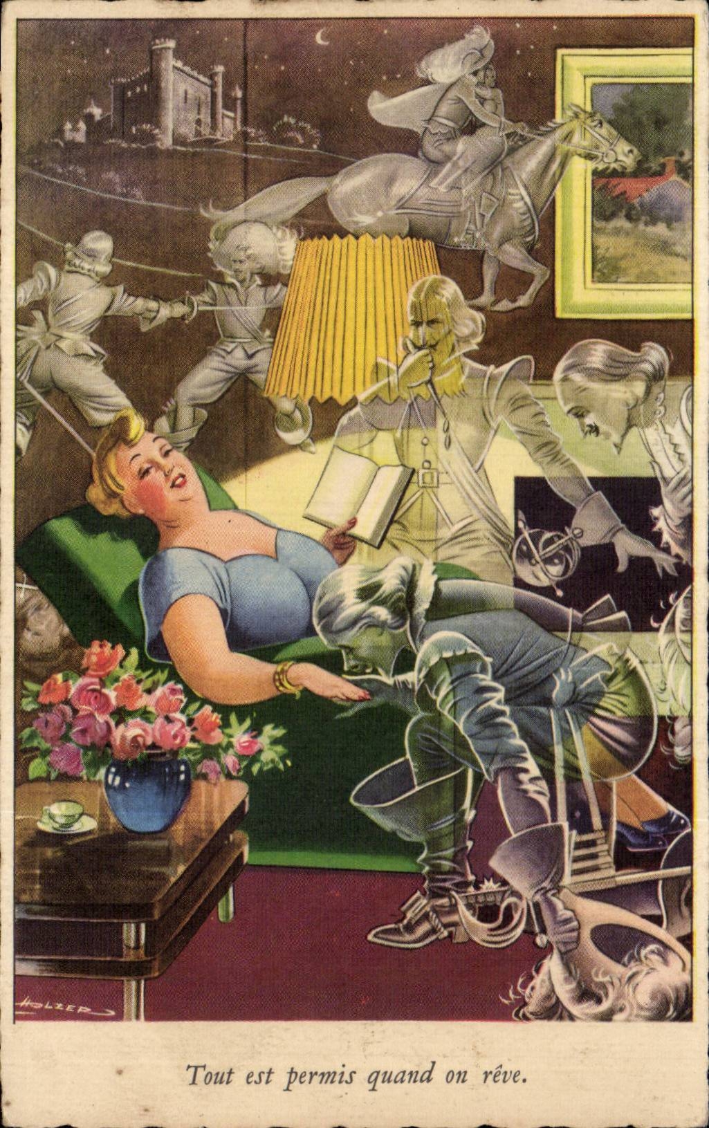 Se permite el humor todo del ilustrador de CPA Fantaisie cuando uno sona Mousquetaire Holzer