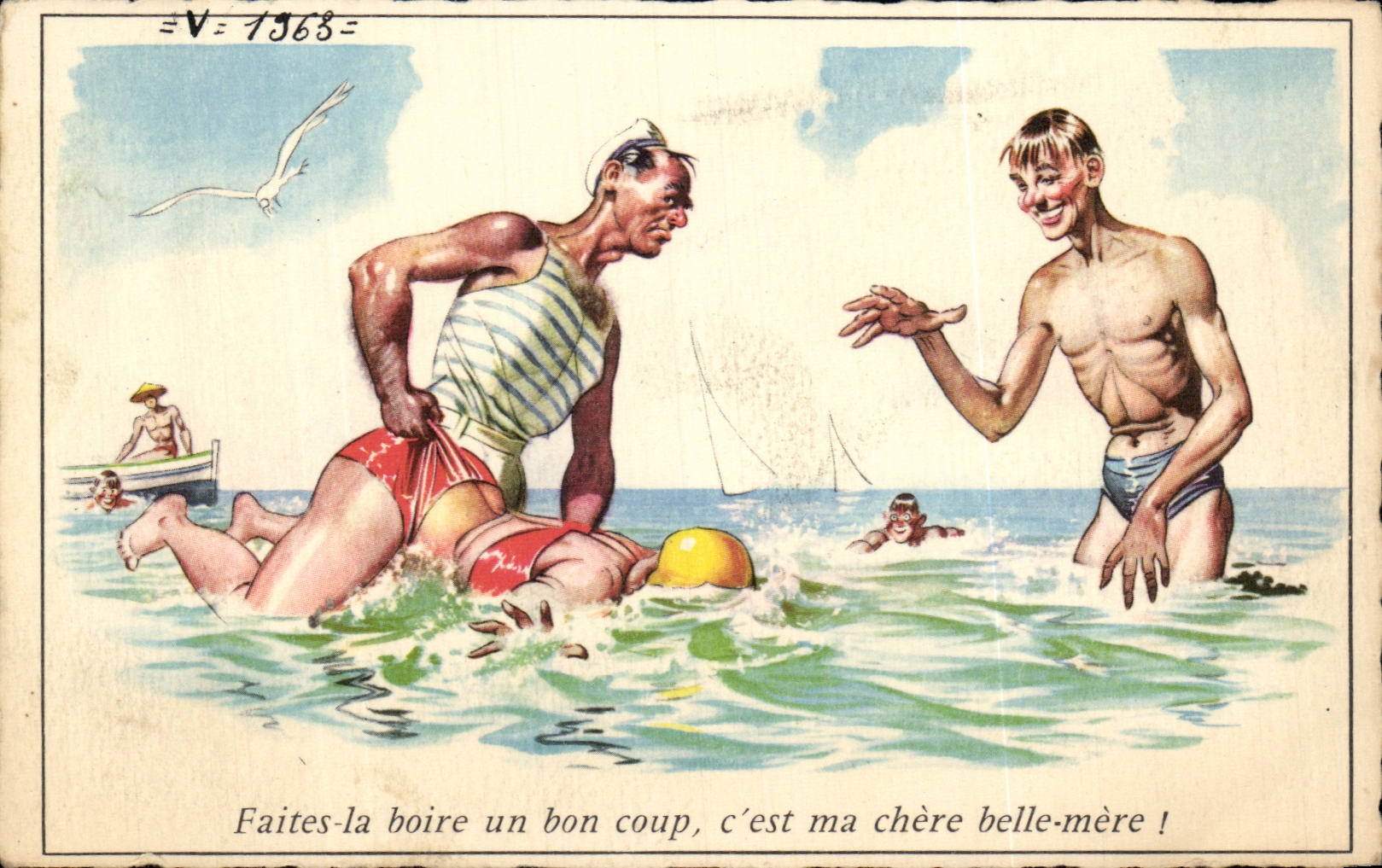 Bebida hecha humor del ilustrador de la fantasia de CPA un buen soplo el es mi madre hermosa