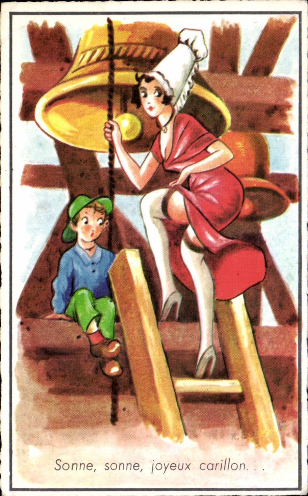 Sonidos del sonido del humor del ilustrador de CPA Fantaisie feliz carillon