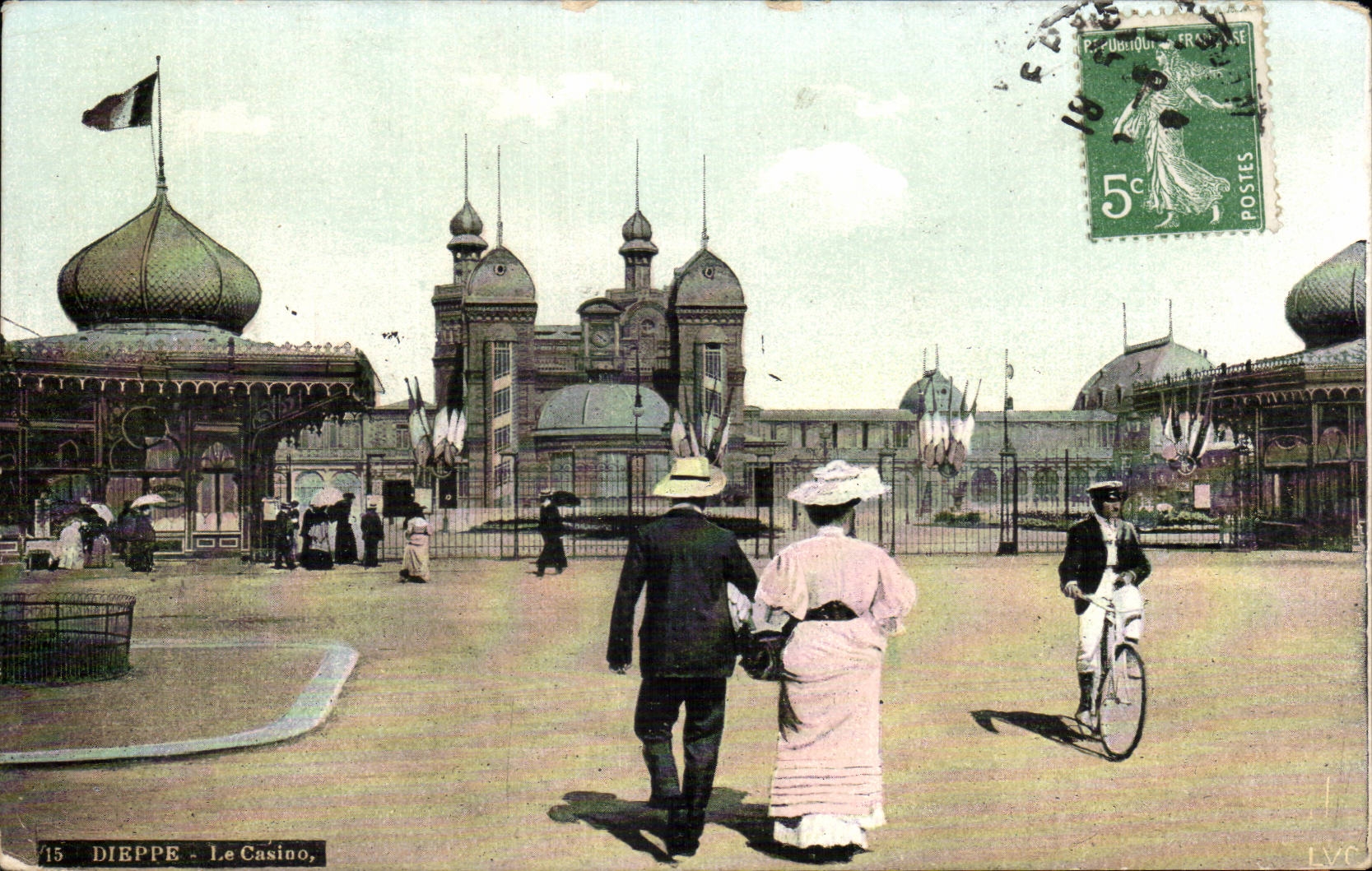 CPA Dieppe Le casino Bicycle