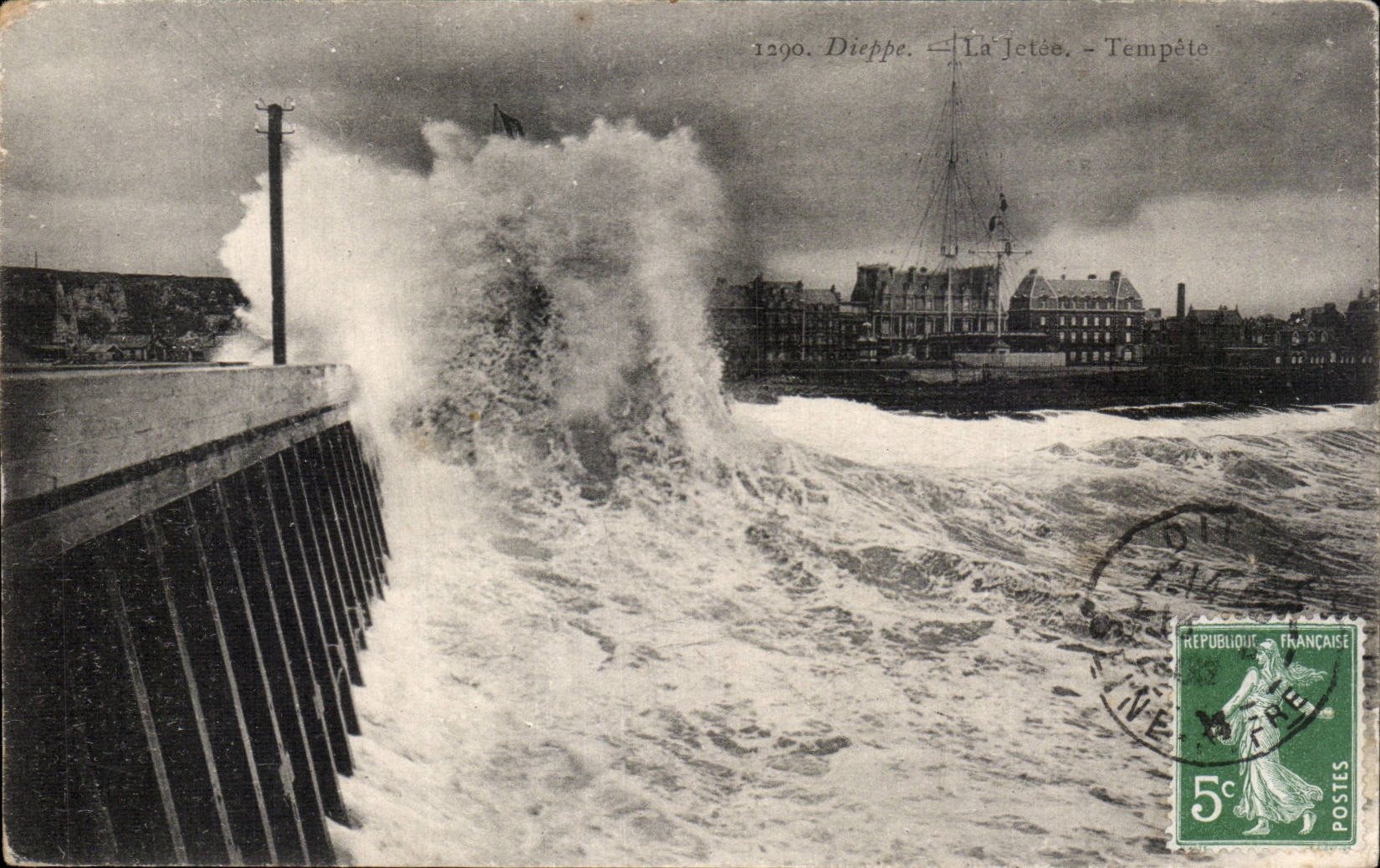 CPA Dieppe the pier Storm