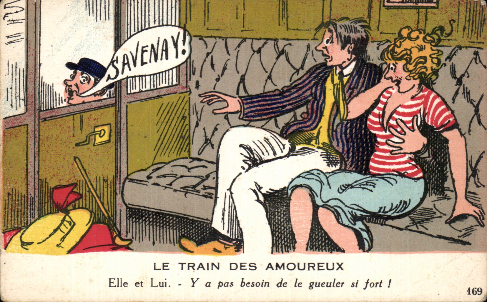 CPA Fantaisie Humour Le train des amoureux Savenay 
