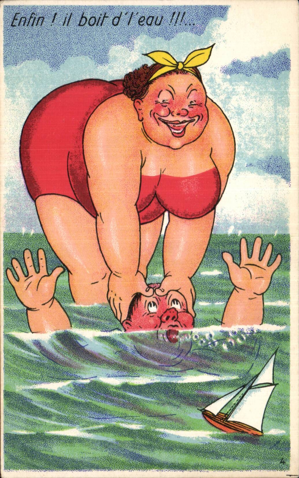 CPA Fantaisie Humour Femme forte 