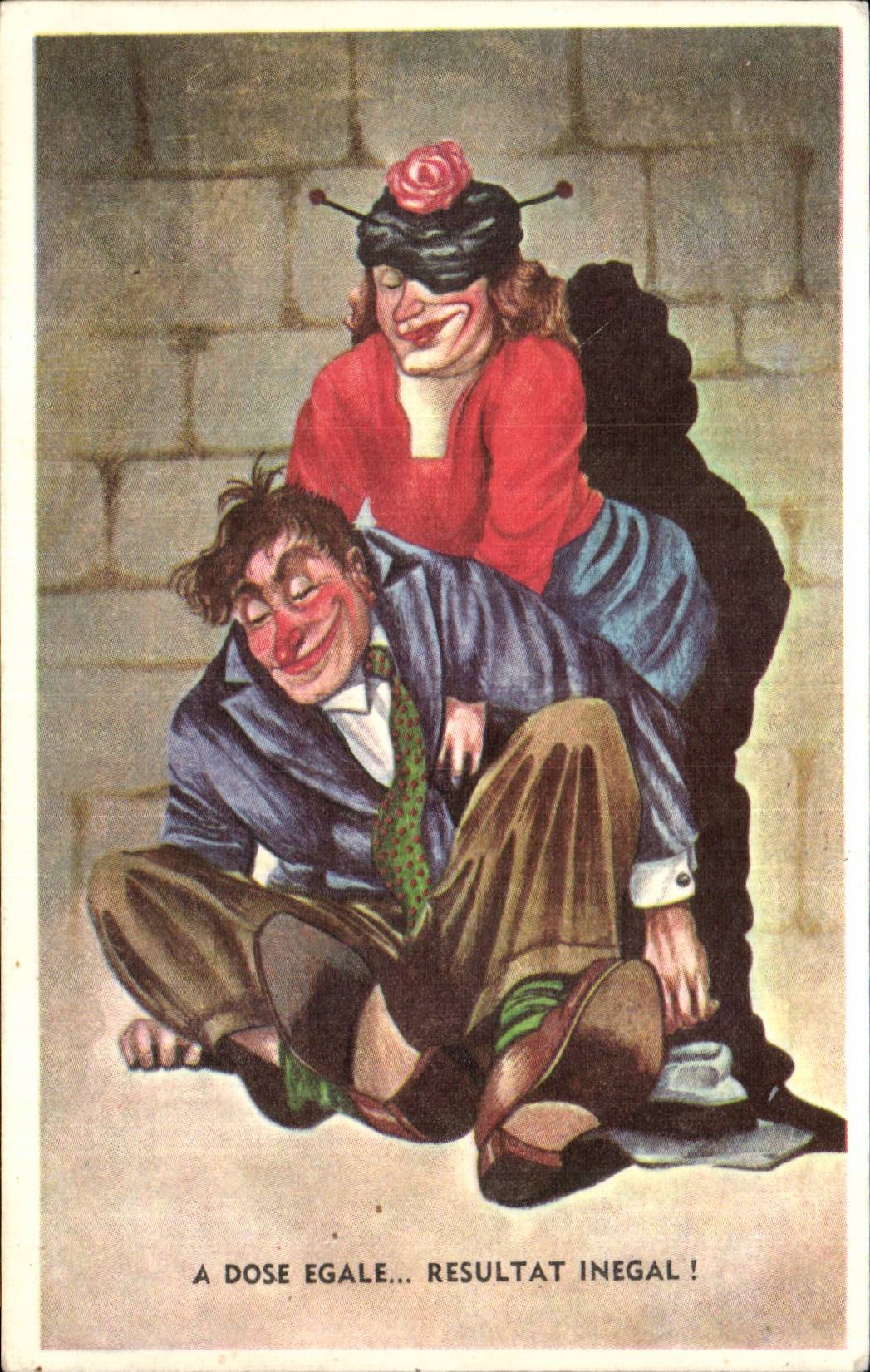 CPA Fantaisie Humour A dose egale Resultat inegal