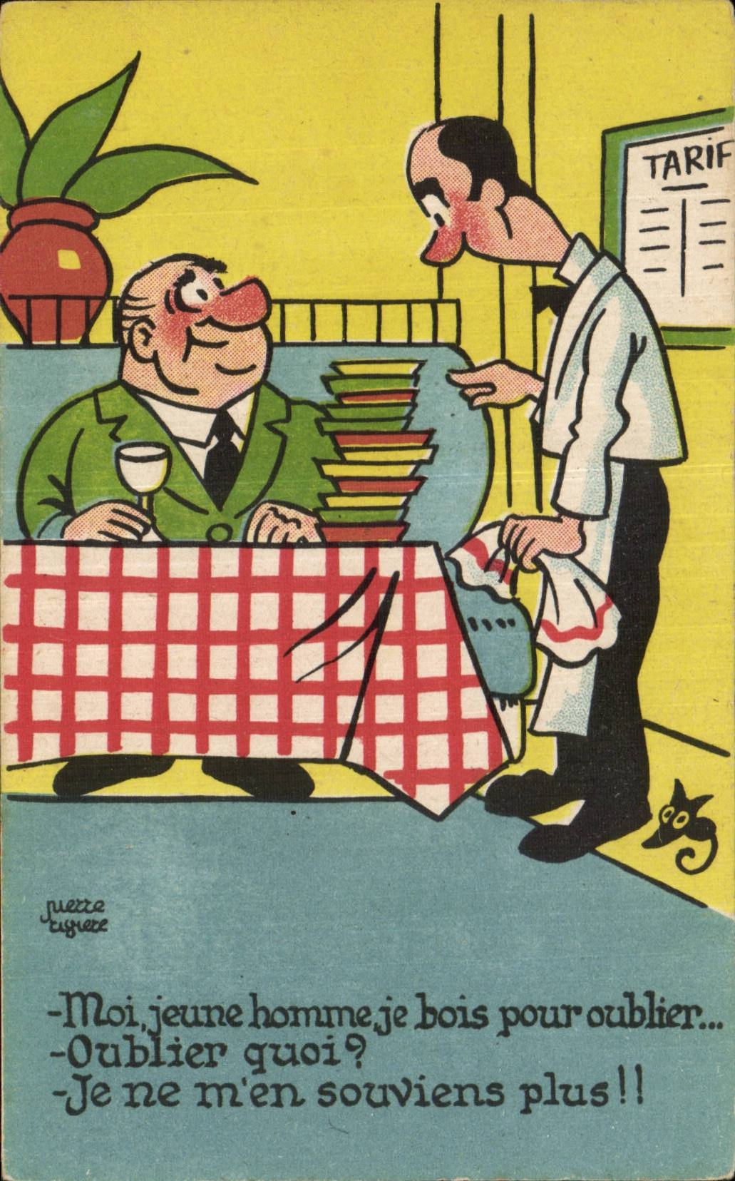 CPA Fantaisie Humour Illustrateur Moi jeune homme je bois pour oublier 