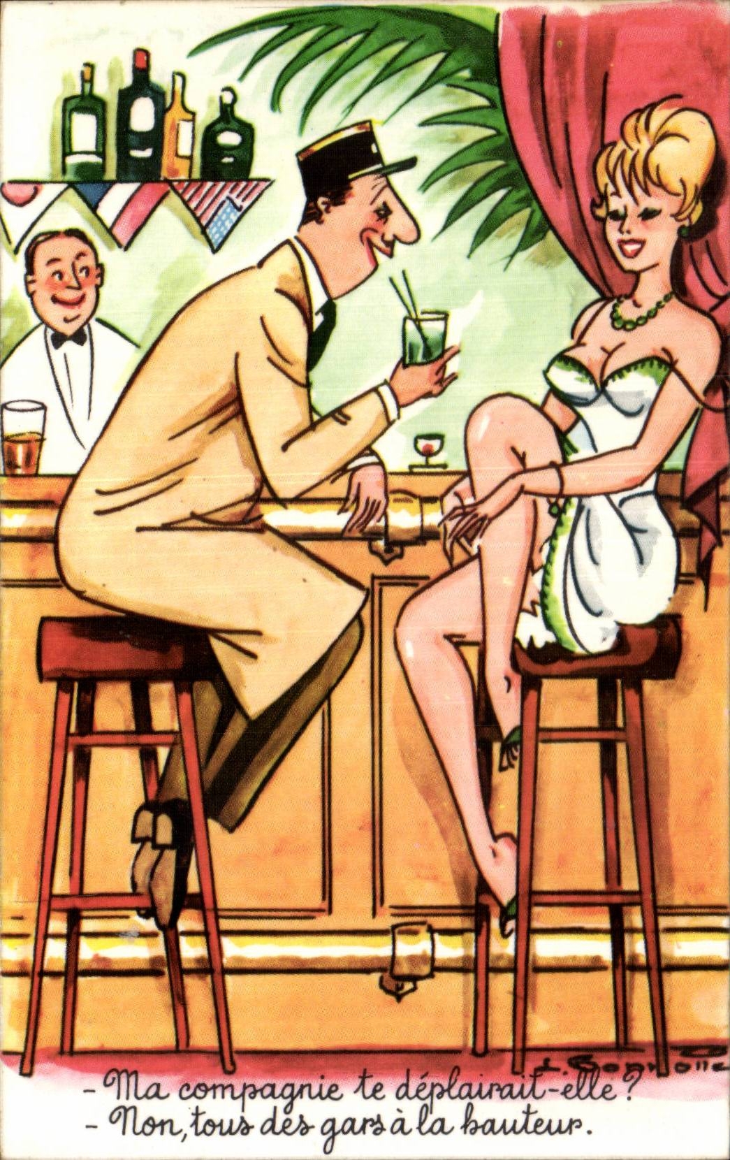 CPA Fantaisie Humour Ma compagnie te deplairait elle ? Militaire Militaria Gendarme