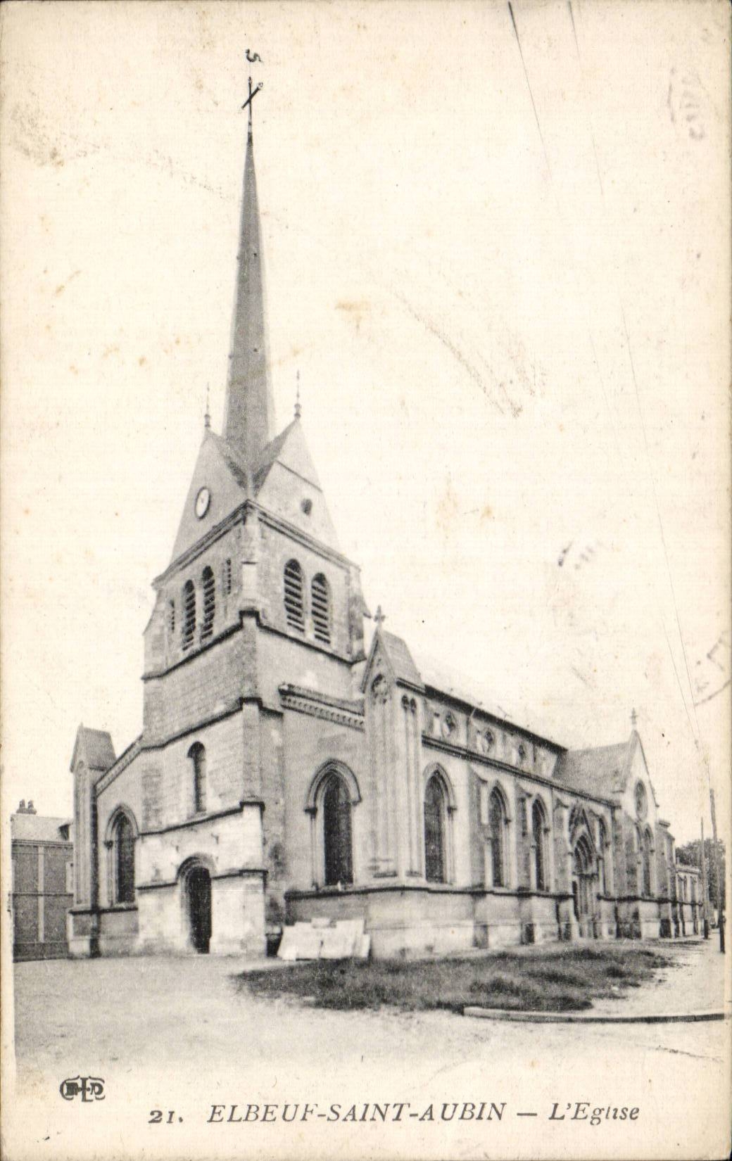 St Aubin - la iglesia de Elbeuf - CPA