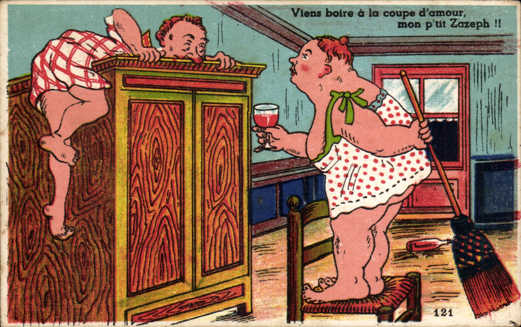 Humour - Illustration - Viens boire a la coupe d'amour - CPA 