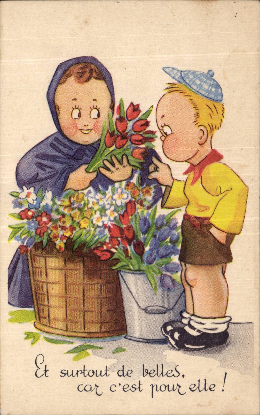 Fantasia - nino - humor - ilustracion - y especialmente las hermosas - CPA