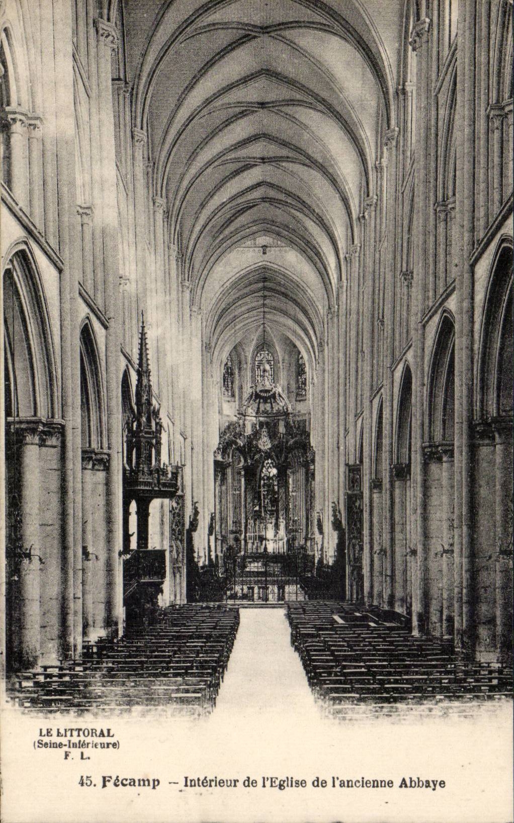 Fecamp - interior de la iglesia de la abadia vieja - CPA