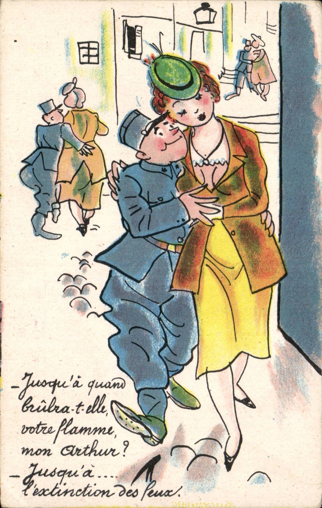 Humour - Illustration - Happy Couple Militaria - CPA 