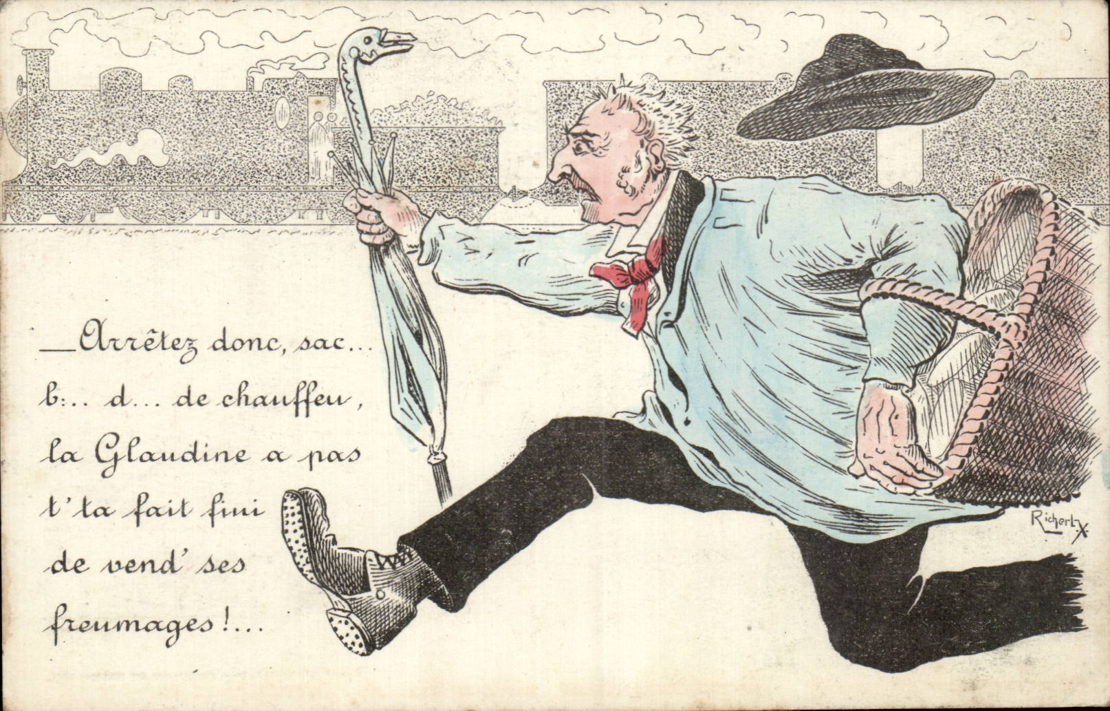 Humour - Illustration - Arretez donc Train - CPA 