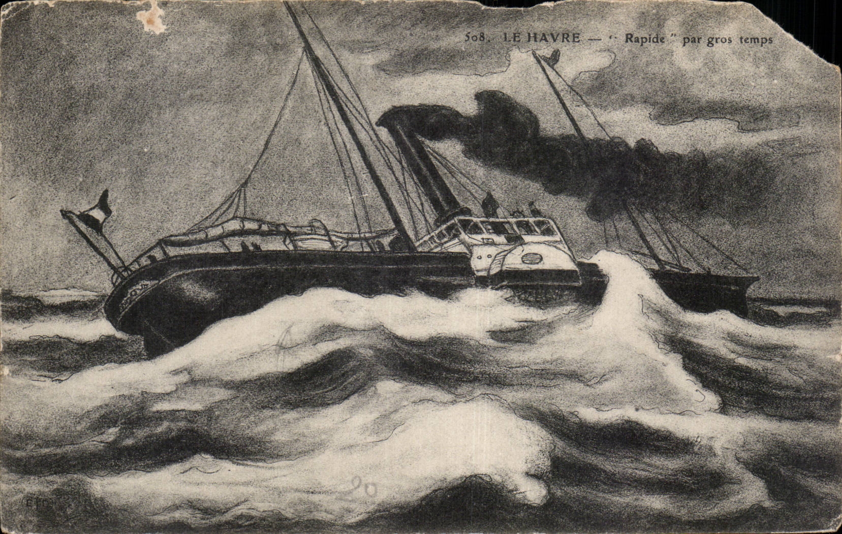 Le Havre - Rapid por el tiempo pesado - vapor - vapor - CPA