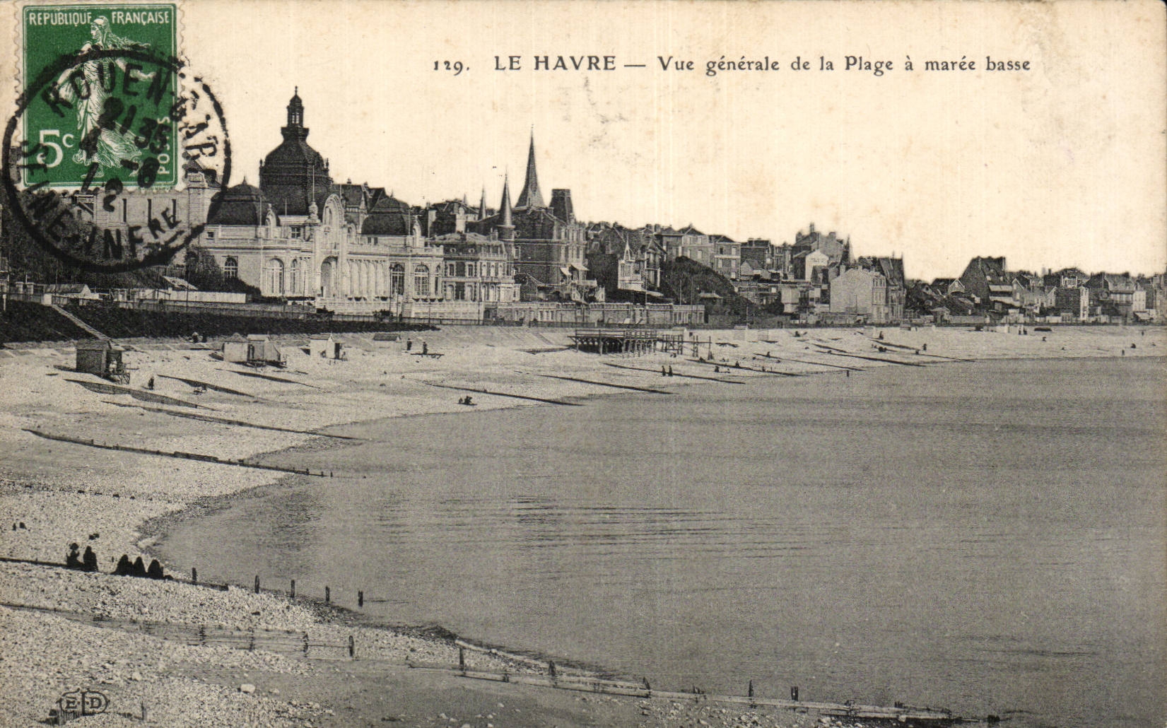 Le Havre - vista de la playa - CPA