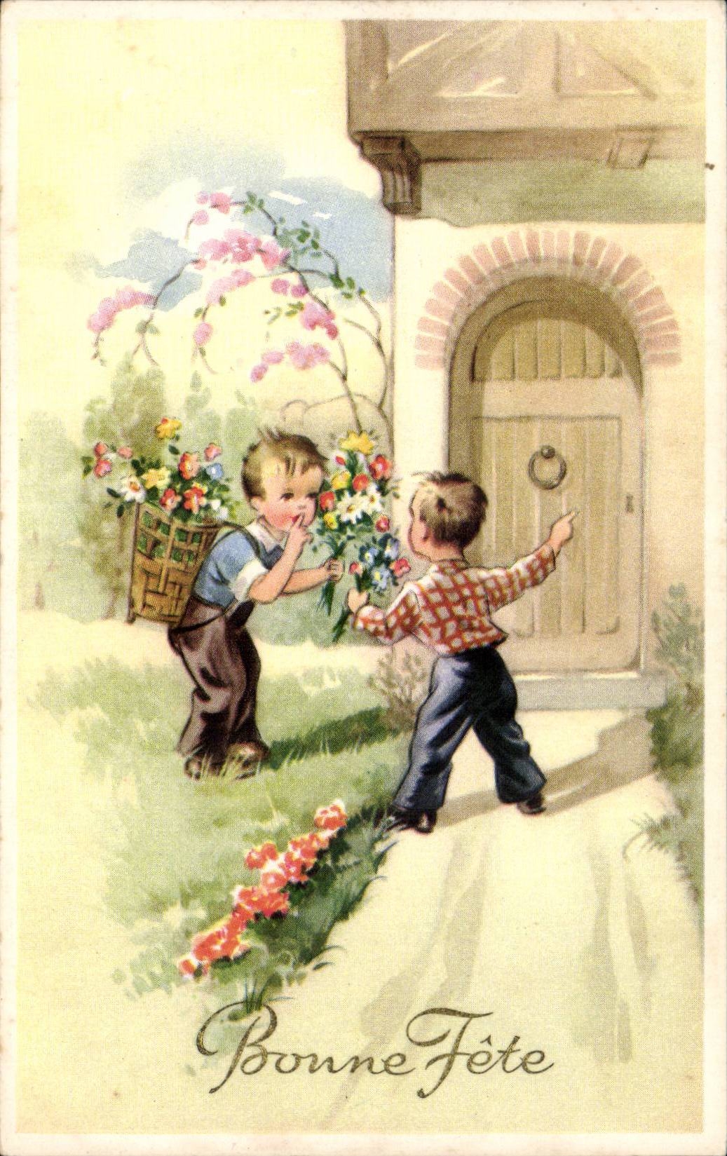 Fantasia - nino - ilustracion - ninos que juegan - CPA