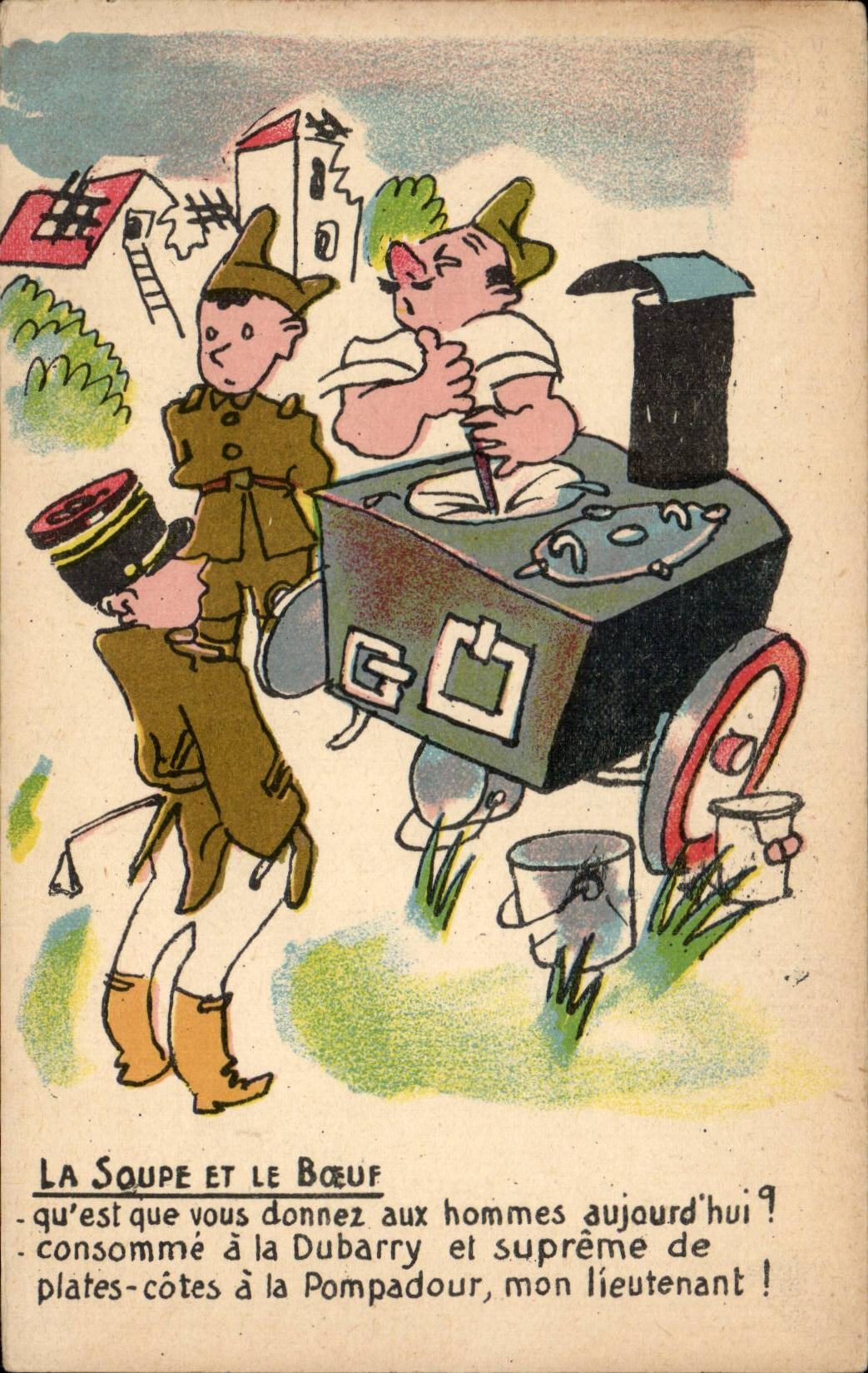 Humour - Illustration - La Soupe et le Boeuf - militaria - CPA 
