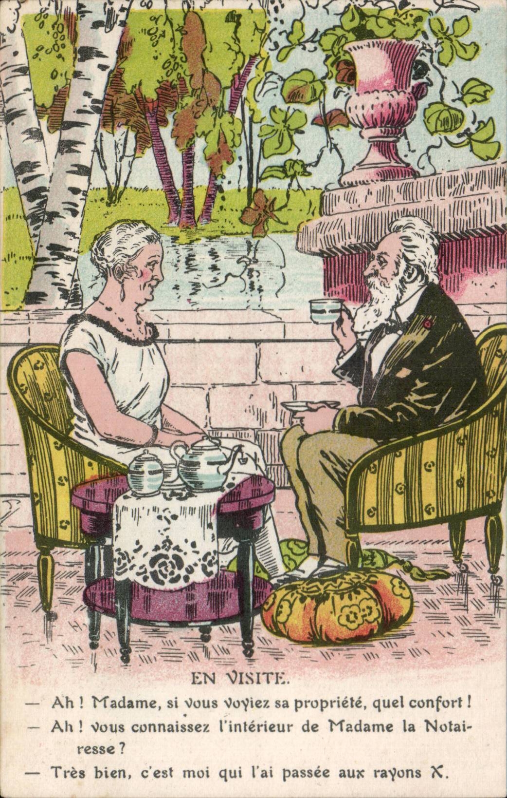 Humour - Illustration - En Visite - CPA 