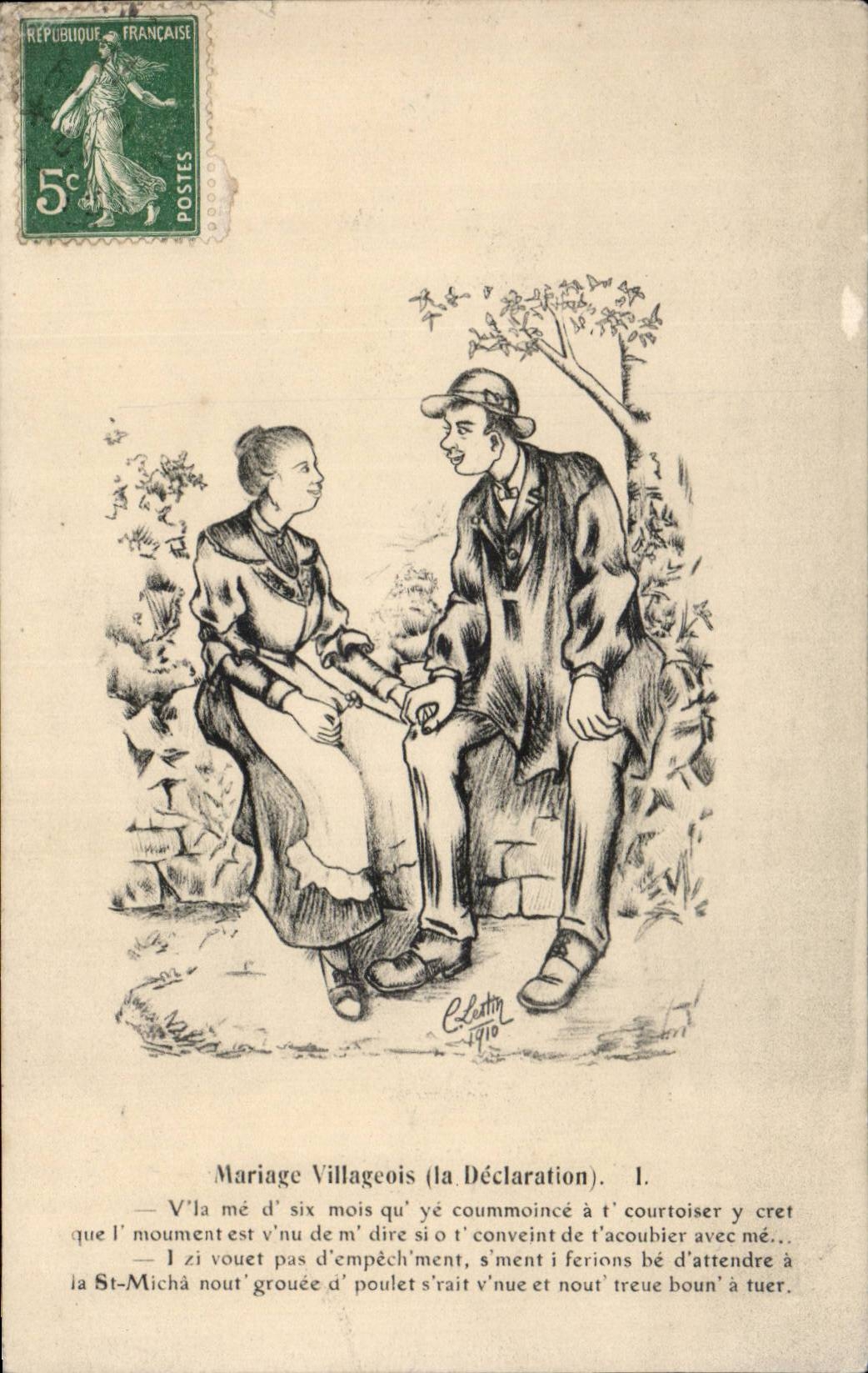 Humour - Illustration - Mariage Villageois - CPA 